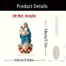 2D 平面 0.3 厘米厚，圣诞场景桌面装饰 - 圣母玛利亚和圣婴耶稣，具有温暖的灯光效果，耐用亚克力，无需电源 - 非常适合客厅、咖啡厅或节日礼物，室内/室外装饰 | 宁静的人物展示 | 复杂的细节，精神家居装饰 - 彩色 - 查看 6