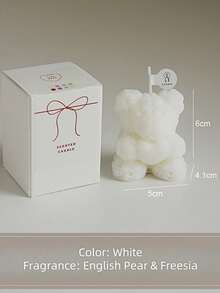 1pc Rose Bear Aromatherapy Candle, Individually Packaged As A Gift. It Is A Gift That Combines Both Aesthetics And Fragrance. The Romantic Rose Elements Are Combined With The Cute Bear Shape.