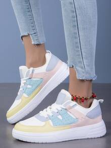 BAOLIANGXIONG Lady's Sneaker Walking Style Shoes Women's Casual Shoes Outdoor White Sneakers - 白黃月 - 查看 5
