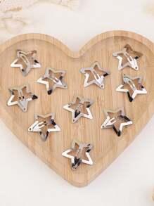 10/20/30/40/50/100pcs European & American Popular Five-Pointed Star BB Hair Clips, Cute & Bangs Clips, Star Hair Accessories Side Clips, Hair Clips Claw