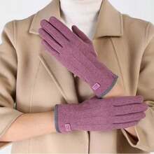 秋冬防护手套，户外保暖抓绒防风骑行手套，触摸屏手指，防滑 - 彩色 - 查看 1