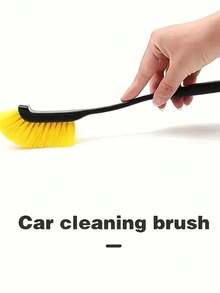 1 pieza Cepillo para llantas de coche, cepillo con cerdas duras y suaves, cepillo de anillo de acero para limpiar manchas en las ranuras, herramienta esencial para el lavado de coches - Amarillo - Ver 9