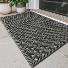 1件装 - 前门地垫，室外入口橡胶材质，迎宾地垫，加厚防滑，防水防尘，全天候适用于庭院入口、排水、节日装饰、房间入口装饰、浴室厨房装饰、厨房地毯 - 灰色 - 查看 2