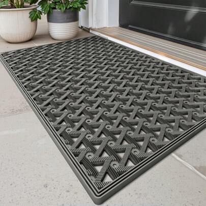 1 Stück - Fußmatte für Haustür außen, Gummi, Willkommens-Bodenmatte, schwere Ausführung rutschfest, Schmutzfänger, wasserdicht, Außenbereich-Eingangsmatte für alle Wetterverhältnisse, für Terrasse, Eingang, Drainage, Festdekoration, Raumdekoration Eingang, Badezimmer, Küche, Küchenläufer