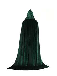 1件高密度天鹅绒女巫连帽斗篷，女士万圣节女王派对角色扮演长袍斗篷，适合万圣节、圣诞节、恶魔、吸血鬼、文艺复兴中世纪服装配饰 - 彩色 - 查看 14