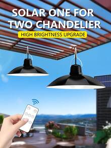 1pc Solar Powered Lamp, Outdoor & Indoor, Remote Control Solar Hanging Lamp, Separate Single/Dual Head Outdoor Path Light, Yard Lighting LED Night Light, Indoor Lighting Lamp, White Light With Remote Control Multifunctional Solar Hanging Lamp - Chandelier-high Gloss - View 12