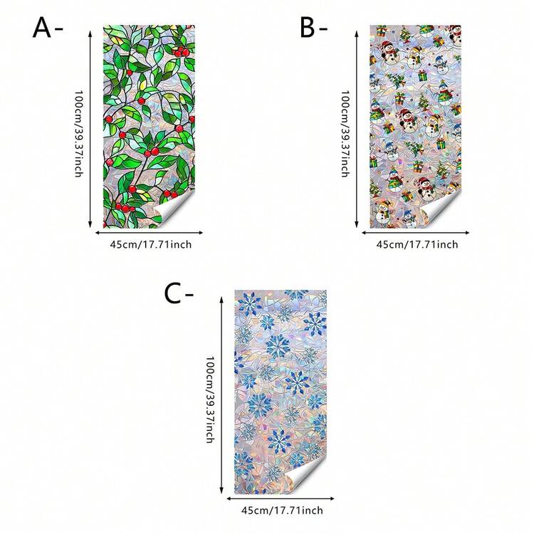 1/3/5 Pcs Christmas Snowman Rainbow Window Sticker Sunshade Privacy Glass Film Suitable For Home Office Decoration Vinyl Decal Party Supplies - Multicolor - View 14