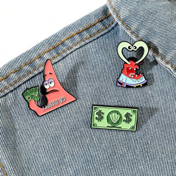 SPONGEBOB SPONGEBOB 1/3 Pcs Comedy Childrenhood Cartoon Brooch Covetous Captain Eugene H. Armor Abs Krabs Enamel Pin Metal Badge Jewelry Clothing Backpack Accessories Gift For Friends