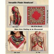 4-Piece Pirate Costume Accessories: Headscarf, Belt, Necklace, Hat, Eye Mask, Essential For Women's Pirate Costume Party Masquerade, Party Costume Cos Suit, Halloween Costume Prop Combination