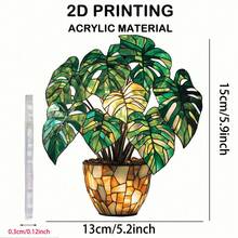 2D Flat Elegant Monstera Leaf Acrylic Sunlight Catcher - 7.87 Inch Vibrant Green And Yellow Collage Style Hanging Decor, Perfect For Home And Garden, Great All Season Gift For Friends And Family, Outdoor Decor, Garden Decor - 0.3cm Thick
