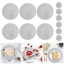 6 Pack Round PP Placemats And Coasters Set - 13.2 Inch Waterproof Non-Slip Table Mats For Dining Decor, Dishwasher Kitchen Tableware - Silver - View 1