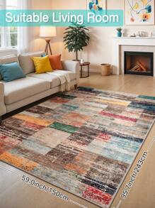 DAJIANG 1 pieza Alfombra grande de área, lavable, alfombra moderna de múltiples estampados abstractos, plegable, fácil de cuidar, adecuada para sala de estar, pasillo, mesita de noche, sala de estar, dormitorio, decoración del hogar, decoración gruesa para entrada, baño, decoración de cocina