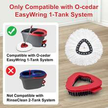 3 Pack Mop Refills & 2 Scrubber Head To Floor Cleaning, Mop Head Replacement Compatiable With O-Cedar EasyWring 1-Tank System,Mircofiber Mop Heads Refill And Scrub Brush For O-Cedar Easywring Spin Mop - 白色 - 查看 3