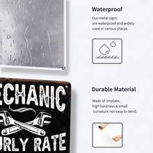 Rustic Garage Car Signs Decor - 1pc Mechanic Hourly Rate Garage Wall Decor - 8x12 Inch Gloss Metal Plaque - 彩色 - 查看 4