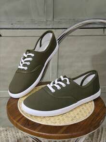 舒适女式帆布系带鞋 - 柔软透气休闲运动鞋，适合散步和跑步