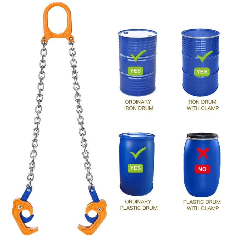 GCCSJ Drum Lifter,55-Gallon Barrel Clamp,2200lb/1 Ton Heavy-Duty Drum Lifter - Alloy Steel Barrel Clamp For 55-Gallon Plastic & Metal Drums | Industrial-Grade Material Transfer Tool With Chain Sling & Grabs | Warehouse/Factory/Workshop Drum Handling Equipment" - 奧蘭治和銀 - 查看 1