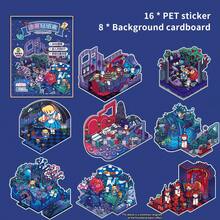 1/2/4件套 8合1 可爱3D生活微缩卡通场景迷你贴纸书 DIY手工剪贴簿玩具游戏贴纸 儿童节日礼物 - 彩色 - 查看 11
