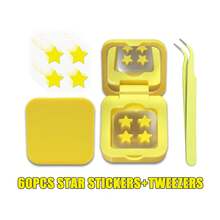 60片星形面部贴纸，采用水胶体材质，添加茶树油，温和不刺激，不含酒精，用于面部护理和遮盖瑕疵，内含镜子和镊子，适合派对装饰、赠品、旅行等场合，价格实惠，是旅行必备佳品。 - 彩色 - 查看 10