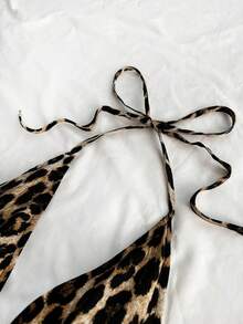 PETITE CURVE Plus Size Petite Women's Casual Halter Tie Neck Leopard Print Backless Camisole Top For Summer Women For Women Boho - Multicolor - Ver 5