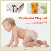 Extra Large 59x59 Inch Foldable Baby Play Mat With Travel Bag, Waterproof Reversible Foam Activity Mat For Tummy Time & Crawling,  Playpen Floor Mat For Infants Toddlers - 猴子 - 查看 4