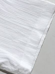 Conjunto informal de dos piezas para hombre (camisa de manga corta lisa + pantalón corto con cordón) - Blanco - Ver 8