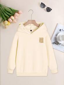 1pc Tween Boy Casual Graphic Print Pullover Sweatshirt, Thermal Lined, Long Sleeve, Autumn/Winter - Inspirational Sweatshirt Designed For Future Leaders Changing The World - Apricot - View 4