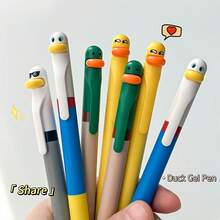 1 支凝胶笔，0.5 毫米细笔尖，可旋转塑料书写笔，中号笔尖，趣味减压办公室签名笔，鸭子旋转减压凝胶笔，卡通图案学生按压水性笔，直液体圆珠笔，速干测试签名凝胶笔，0.5 毫米黑色墨水，学校办公室圆珠笔，文具，学校滚珠笔，回到学校 - 彩色 - 查看 2