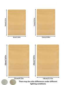 50 个自封纸袋、可视密封储物袋、牛皮纸立式袋、带磨砂窗口和凹槽的可重复密封袋、桌面、生日派对礼物储物袋、储物包装道具、多用途储物什锦坚果袋，适用于万圣节、圣诞节、感恩节、秋季用品 - 彩色 - 查看 9