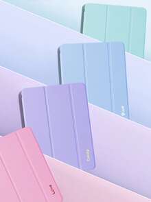 TPU Cute Minimalist Solid Color Customized Tablet Case, Customizable 3-Fold Tablet Case With Pen Slot, Personalized Text Writing, Custom Color, Compatible With IPad Mini4/Mini5/Mini6/Mini7/Air/Air2/9.7/10.2/10.5/Air4/Air5/10.9/Pro 11-Inch/10th Gen/ Air 11-In.(M2)-2024/ Pro11-In.(M4)-2024/Air 11-Inch (M3) 2025/ (A16) 11 Inch 11th Generation 2025, Galaxy Tab A8 10.5 Inch 2022, TPU Soft Edge Protection, Built-In Pen Slot, 3-Fold Stand, Magnetic Sleep/Wake, Personalized/Minimalist/Cute Design, 3-Fold Tablet Case, Tablet Not Included, Office Professional Gift - Multicolor - View 6