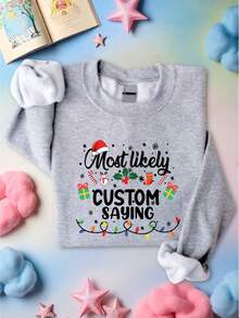 Matching Christmas Kids Shirt, Most Likely To Christmas Quotes T-Shirt, Customized Family Christmas Light Youth Toddler Tee, Personalized Funny X-Mas Hoodie, Friends Winter Holiday Gift Idea. CU-111 - 灰色 - 查看 1