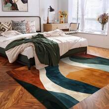 1pc Golden Velvet Home Decor With An Abstract Artistic Pattern, Suitable For Various Decorative Styles. It Can Be Used As A Living Room Rug, Sofa Cushion, Doormat, Bedroom Carpet, Or Outdoor Mat, And Is Applicable In Multiple Settings Such As Malls And Cafes. It Features A Non-Slip Design, Is Easy To Clean, Machine Washable, And Comes In Various Sizes. Kitchen Rug - Multicolor - View 6