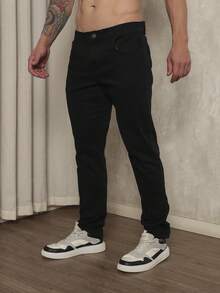 Men's Slim Fit Lycra Dress Pants With Built-In Pocket - màu đen - Xem 1