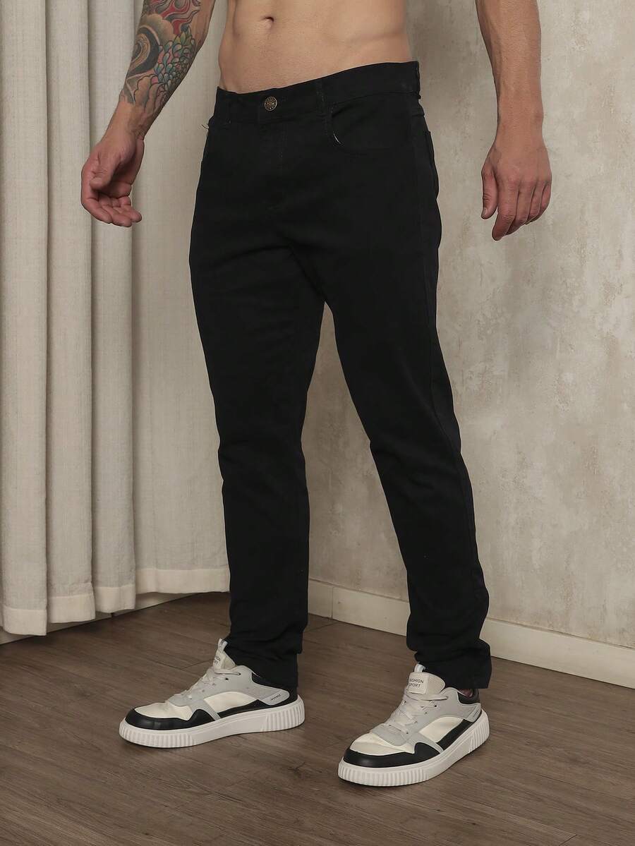Men's Slim Fit Lycra Dress Pants With Built-In Pocket - màu đen - Xem 1