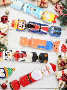 24 Stück Weihnachtsknaller Geschenkboxen mit Weihnachtsmann, Nussknacker, Schneemann, Rentier Muster, Cartoon Weihnachtsform Süßigkeiten Geschenkverpackung für Partyfavors, Weihnachtsdekoration, Weihnachtsgeschenke