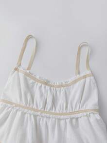 Women Causal Cami Dress Loose Scoop Neck Sleeveless Open Back Tie Short Tiered Ruffle Dress Summer Streetwear - trắng - Xem 5