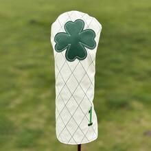 Fresh White Grid Four-Leaf Clover Golf Putter Head Cover - Premium Golf Accessory | Ideal For Young Golf Enthusiasts & Nature-Loving Players - أبيض - مشاهدة 10