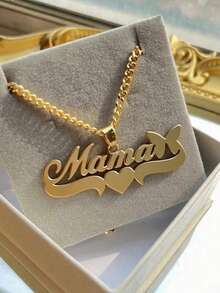 1pc Personalized Minimalist Matte Stainless Steel Necklace With 18K Gold Plated Customized English Name Pendant, Heart Or Butterfly Shape, Girlfriend/Mom Birthday/Christmas/Valentine's Day Gift - Multicolor - View 8