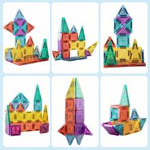 迷你磁性积木带铁盒，26/56 件旅行装磁铁积木玩具套装，便携式积木玩具，益智学习感官玩具，适合 3 岁以上男孩女孩生日礼物 - 彩色 - 查看 13