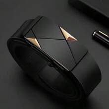 1条/2条装男士时尚自动扣腰带，休闲百搭腰带，送给年轻和中年男士的完美礼物 - 黑色 - 查看 4