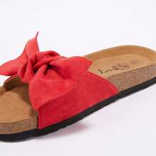 Womens Slip On Flip Flops Ring Toe Strappy Summer Gladiator Flat Sandals - Red - View 3