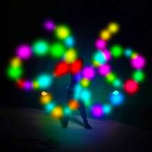 1/2pcs LED Meteor Ball - Upgraded Water Drop Shaped Professional Rainbow Gradient & High Frequency Flashing Rotating LED Lighting Toy Ball, 9 Lighting Modes, Suitable For Beginners And Professionals, Rainbow Rotating Dance And High Frequency Flashing Rotating LED Lighting Toy, Christmas & Halloween Gift Lighting Ball - White - View 3
