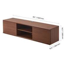 Floating TV Stand, 60" Wall Mount Entertainment Center With Adjustable Shelf & Sliding Doors, 2 Tiers Floating TV Shelf With Storage Cabinet For DVD Player, Cable Box, Game Console, Walnut - Coffee Brown - View 10
