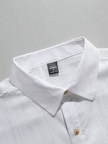 Conjunto informal de dos piezas para hombre (camisa de manga corta lisa + pantalón corto con cordón) - Blanco - Ver 5