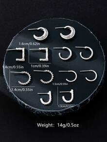 6 أزواج من أقراط حلقية صغيرة ناعمة بتصميم هندسي بسيط على شكل ماس