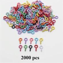 100/300/500/1000/2000 piezas Agujas de ojo mini multicolor, agujas de ojo, ganchos, ojetes, tornillos metálicos roscados, conectores de colgantes de joyería, suministros para hacer joyería DIY, 10mm/0.39 pulgadas