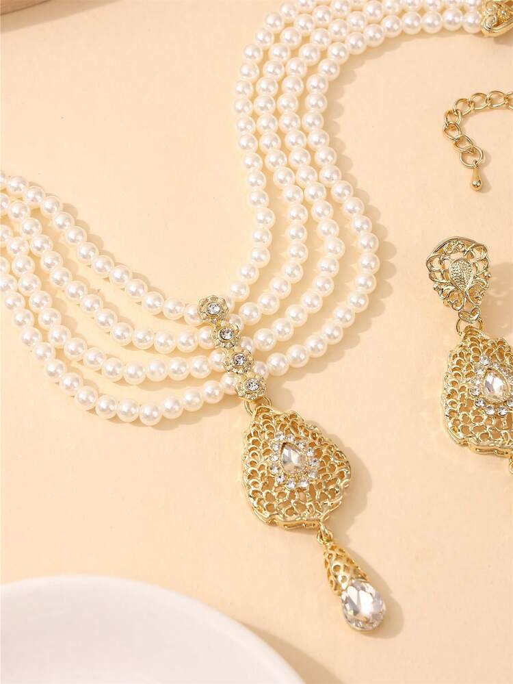 2件套阿尔及利亚女士长袍首饰套装，包括项链和耳环，奢华复古风格情人节配饰 - 女士珠寶套裝 - 查看 5