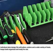 10-Slot Pliers Cutters Rack ABS Spanner Storage Holder Tool Organizer Fit 3" - Green - View 4