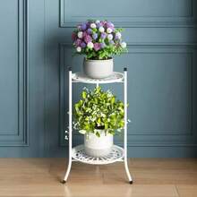1 Stück minimalistischer europäischer Stil Metall Blumenständer mit doppelter Ebene, mehrstufiger Standblumenregal für Wohnzimmer und Innenraum Dekoration