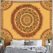Boho Mandala Tapestry Wall Hanging Bohemian Floral Flower Medallion Tapestry Aesthetic Wall Art Large Green Yellow Hippie  Tapestries, Vintage Wall Decor Banner For Living Room Bedroom Dorm Home Decor(40x30inch/60x40inch/60x51inch/80x60inch) - 橙黃色 - 查看 5