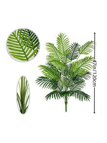 1 pieza Planta artificial grande de 120cm, Árbol de palma falso, Hojas de palma tropical, Imitación de árbol de palma, Árbol alto, Toque realista para interiores, Hojas de bambú con caparazón de tortuga de plástico, Adecuado para decoración del hogar, cocina, exterior, oficina, maceta no incluida - Multicolor - Ver 7
